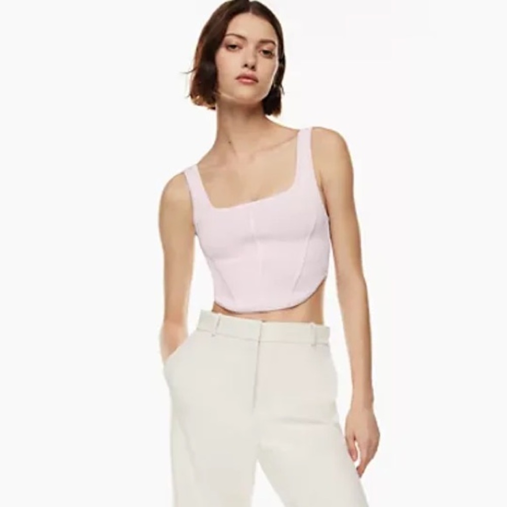 NWT Aritzia Babaton Sculpt Knit Bustier Crop Tank Rose Halo Pink size Small